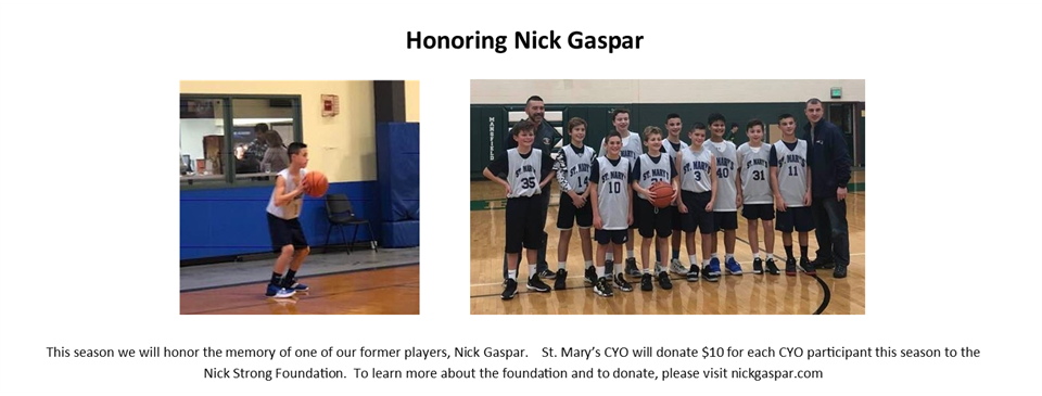 St. Mary's CYO honoring Nick Gaspar