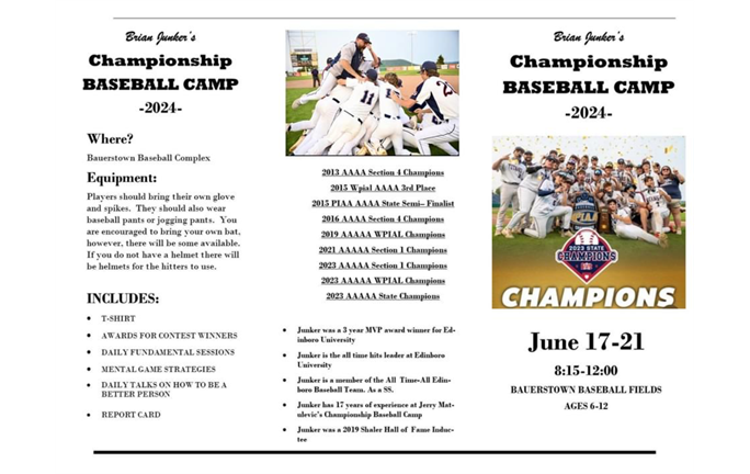 2024 Brian Junkers Championship Baseball Camp
