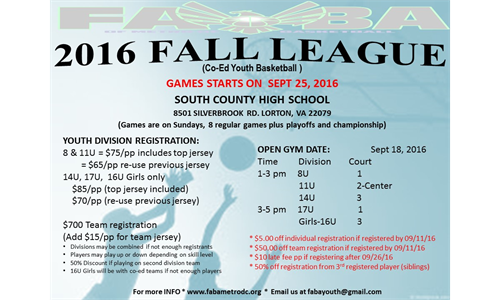 2016 Fall League Flyer