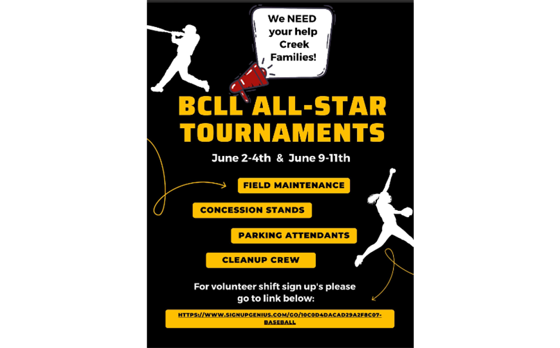 Volunteers Needed! All Star Tournament