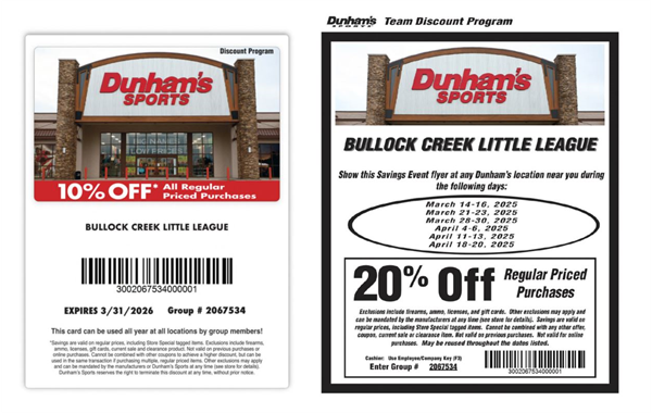 Dunham's Team Discount Program 