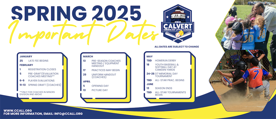 2025 Spring Season Important Dates