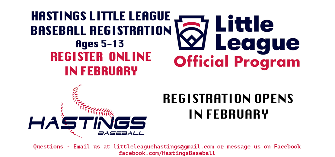 2025 Hastings Little League Baseball Registration - OPENS FEBRUARY