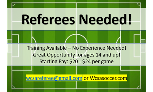 2022 WCSA Referee Training for NEW Referees