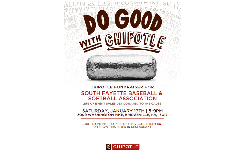 Chipotle Fundraiser January 17th 5:00-9:00!