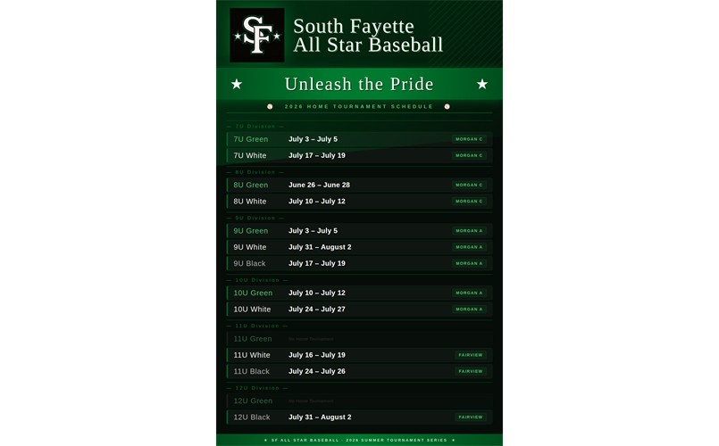 All Star Baseball Tournament Schedule