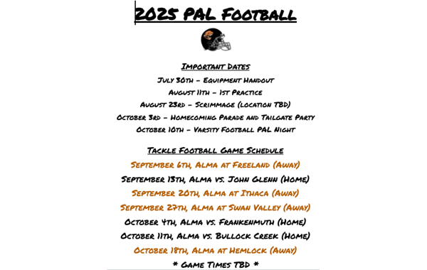 Tackle Football Important Info