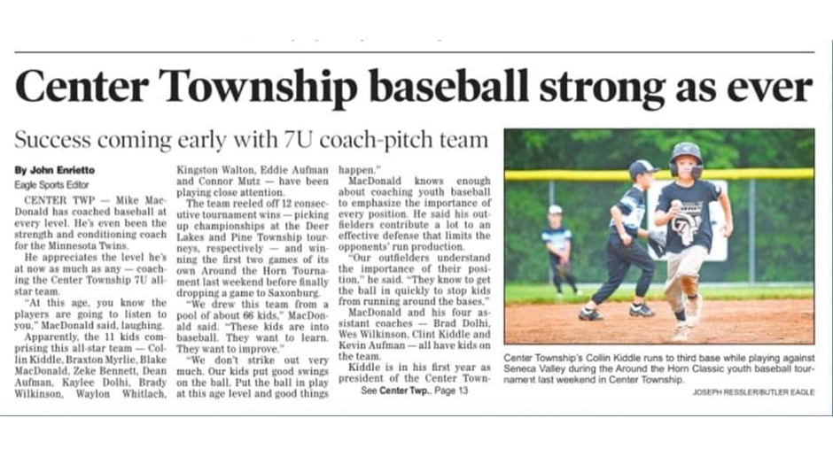 CENTER TOWNSHIP BASEBALL STRONG AS EVER