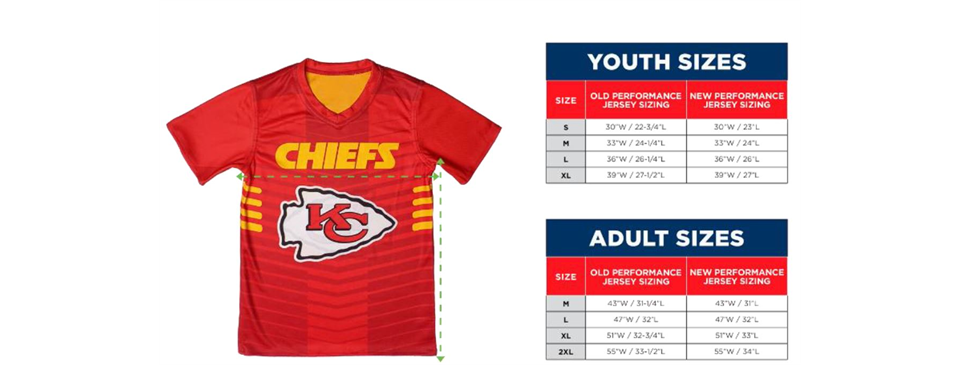 Jersey Size Specifications