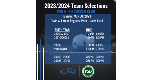 2023/2024 Team Selection Dates/Times