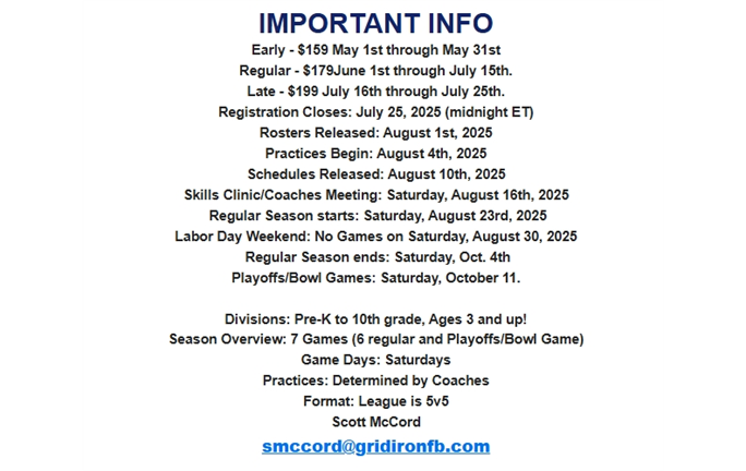 2025 Fall Important Info