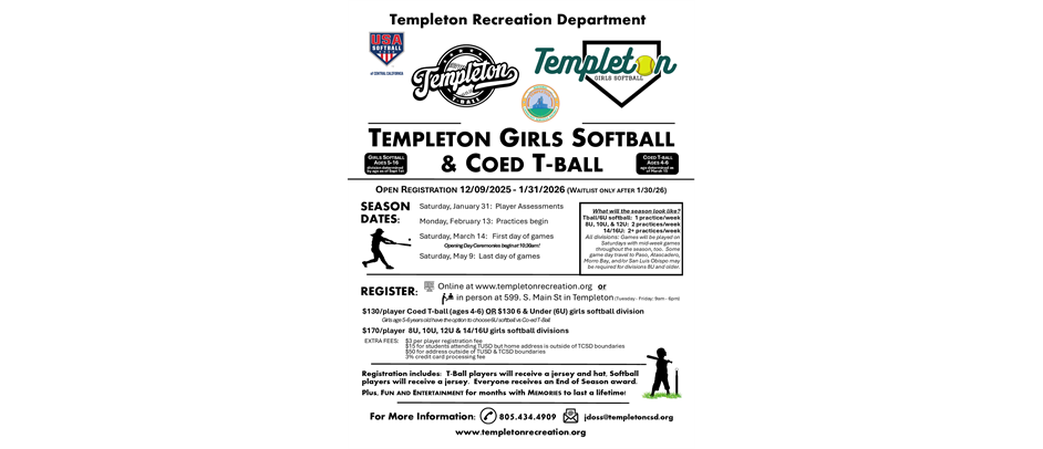 Templeton Girls Softball & Coed T-Ball