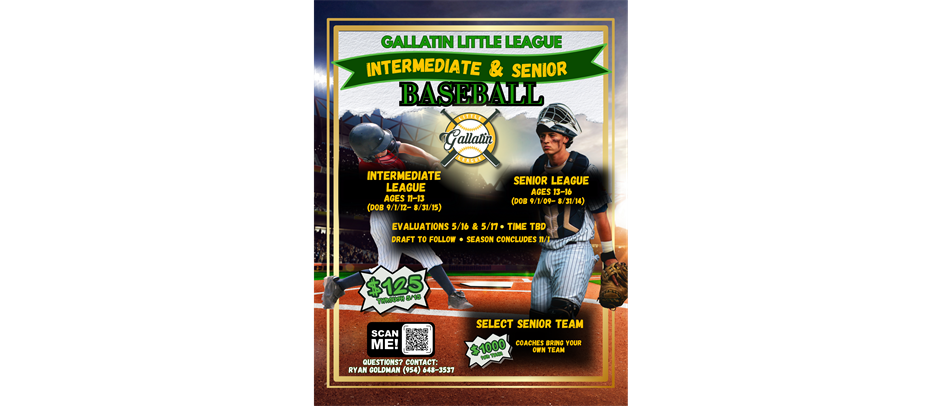 Intermediate & Senior Baseball Registration NOW open