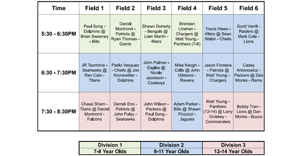 Week 8 - October 24th Game Schedule