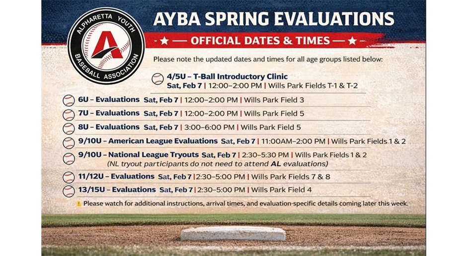 Spring 2026 Evaluation Dates & Locations
