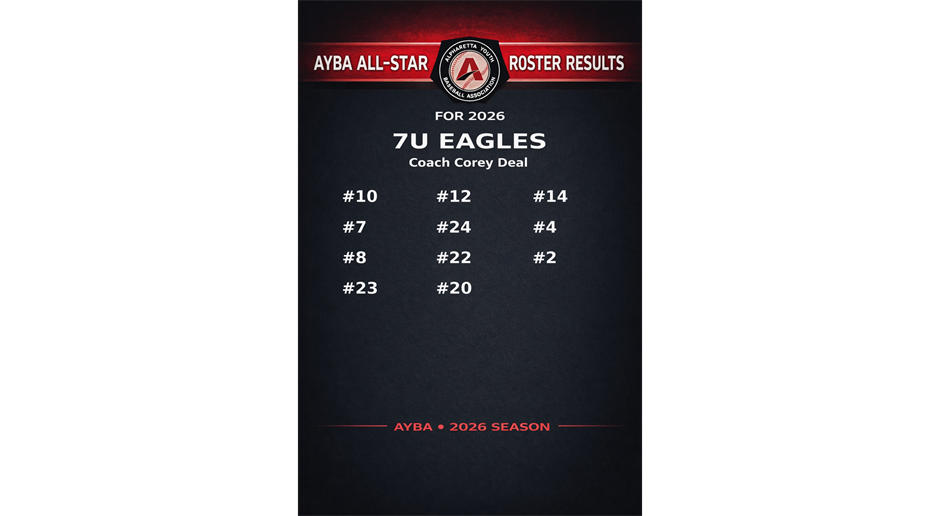 AYBA 7U All-star Tryout Results 2026