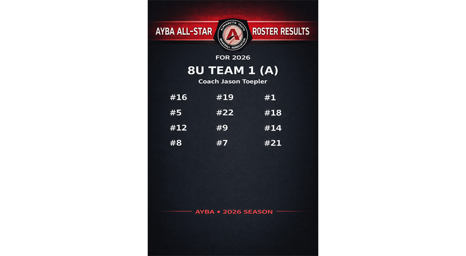AYBA 8U All-star Tryout Results 2026