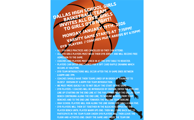 GIRLS' DYB NIGHT IS MONDAY 1/19/26