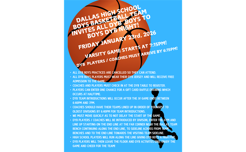 BOYS' DYB NIGHT IS FRIDAY 1/23/26