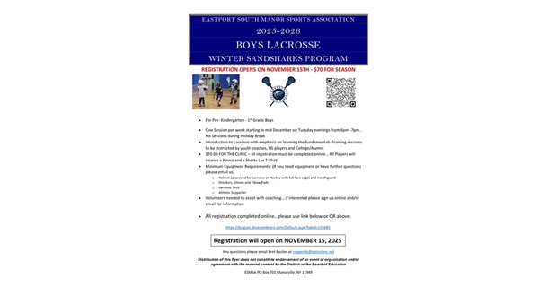 Winter SandShark Program for Pre-K through 1st grade