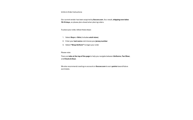 Uniform Instructions