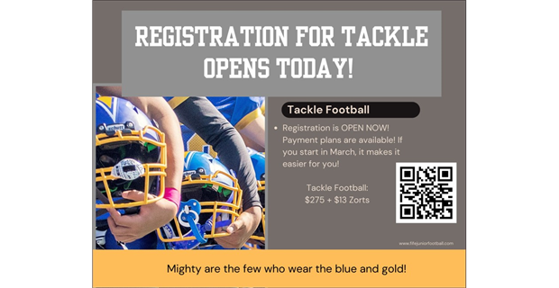 2026 TACKLE REGISTRATION NOW OPEN!