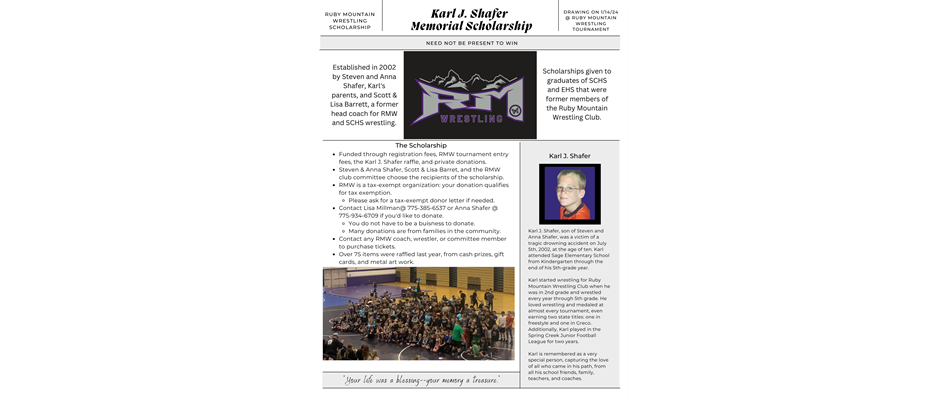 Karl J Shafer Memorial Raffle
