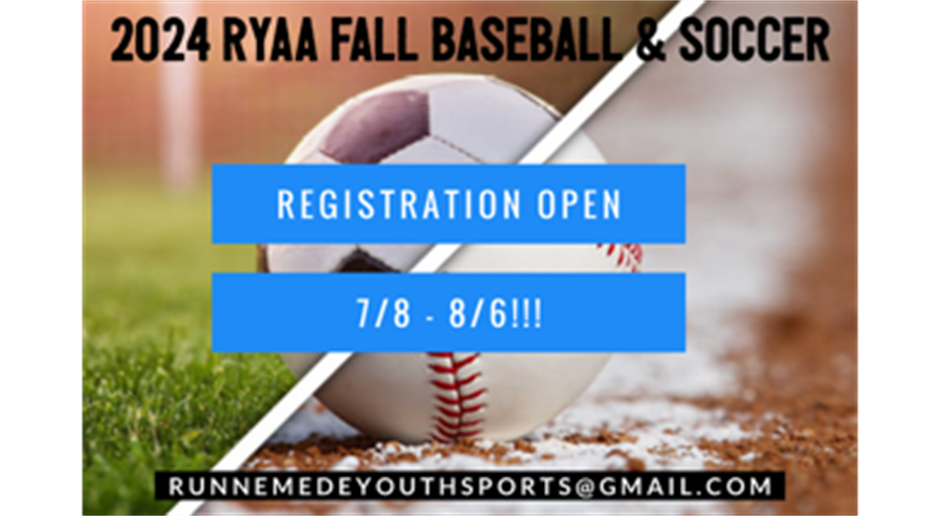 2024 Fall Baseball & Soccer Registration OPEN 7/8-8/6