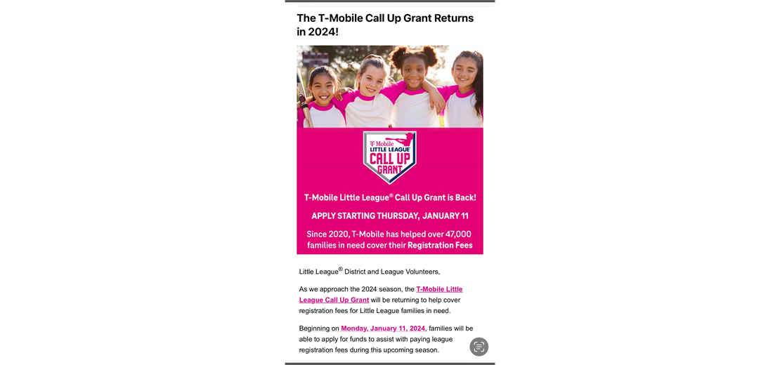 T-MOBILE CALL UP GRANT 