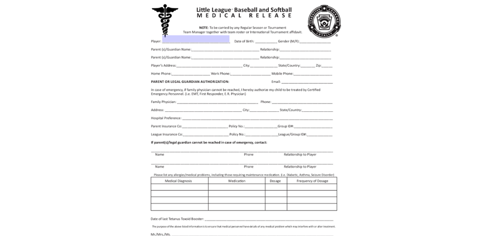 Medical Relase Form