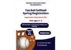 Spring Registration for Tee Ball Softball