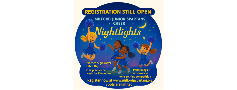 Jr.Tiny Cheer Registration open until 08/31!