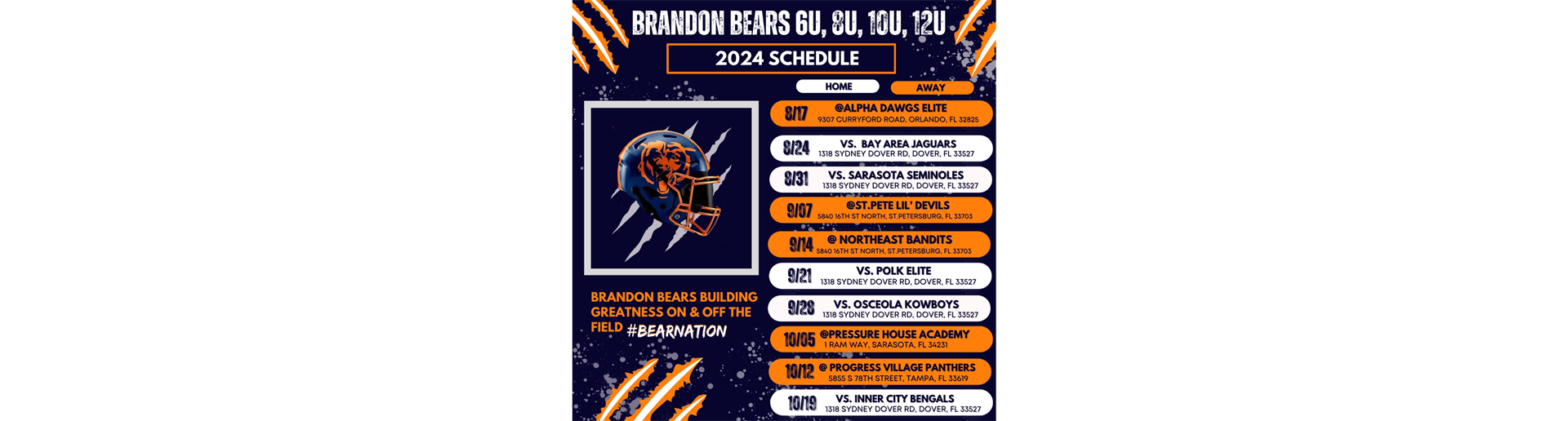 Brandon Bears Even Schedule