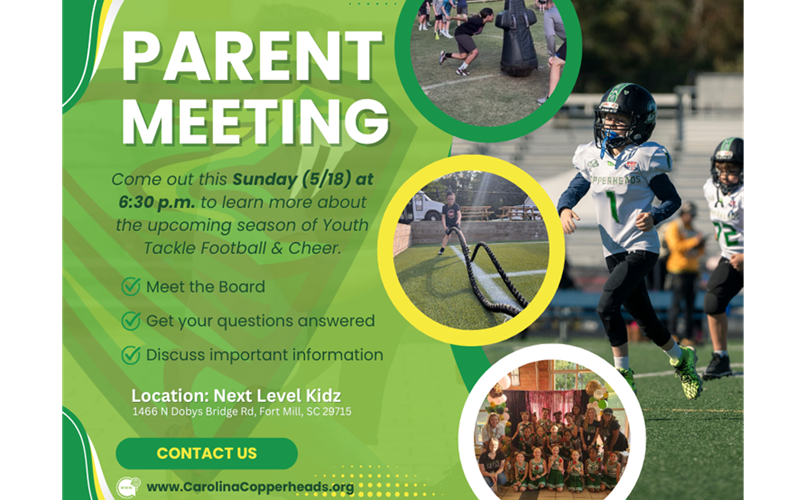 Parent Info Meeting for Fall Youth Tackle Football & Cheer
