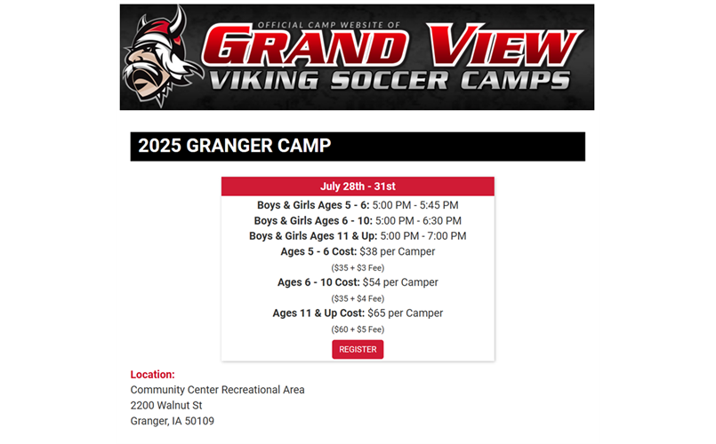 Grand View Granger Soccer Camp
