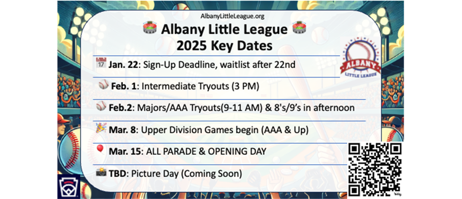 2025 Key Dates - A.L.L.Signup Here!