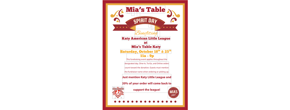 Mia's Table Katy American Spirit Night!!!