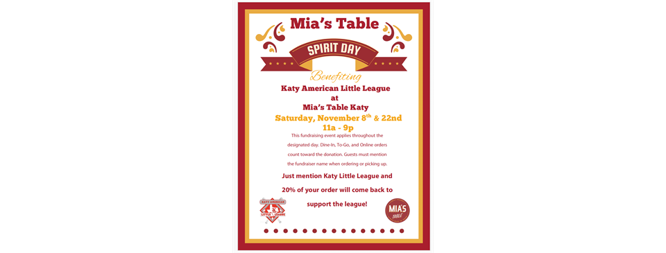 Mia's Table Katy American Spirit Night!!!