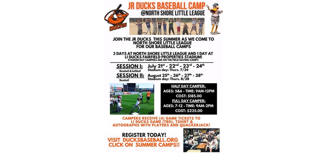 Jr Ducks Baseball Camps are back @ NSLL