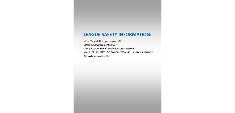 League Safety Information