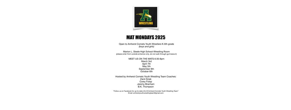 MAT MONDAYS 2025-OPEN MATS ALL ARE WELCOME!!!