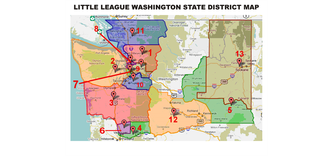 Washington State Little League Map 