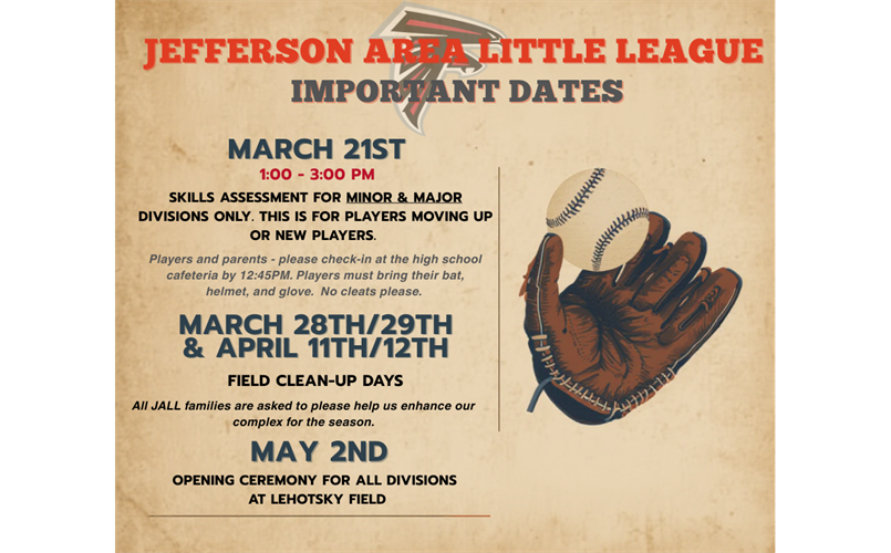 JALL Important Dates for the 2026 season