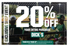 20% off at Dick's