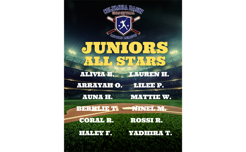 Juniors Columbia Basin Girls Softball Little League All Stars Roster