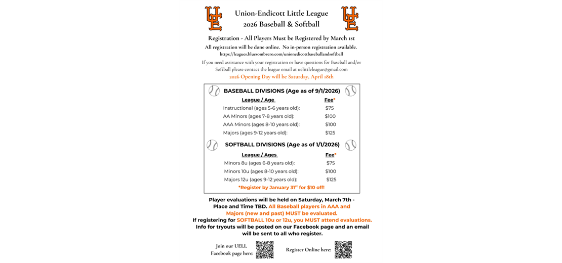 UELL Registration for 2026 is NOW OPEN!