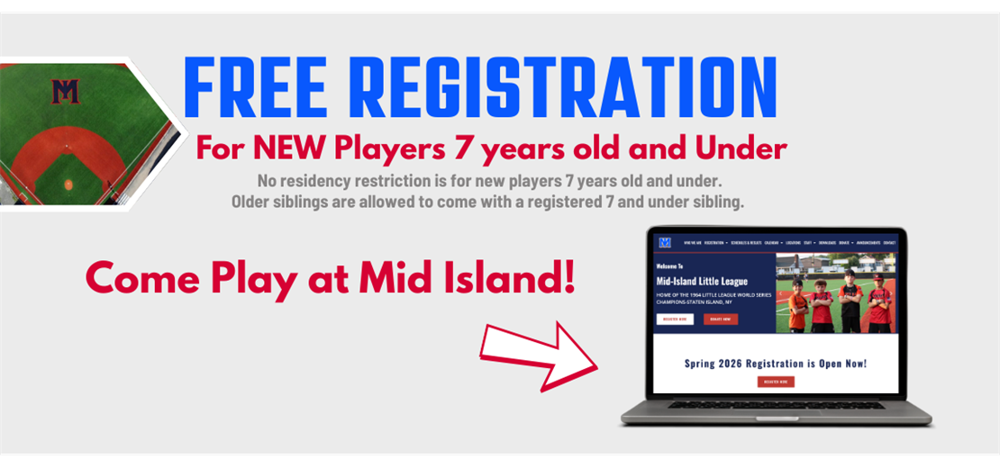 Free Registration 7 years old & under