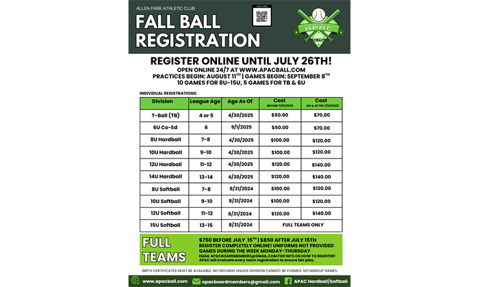 FALL BALL 2025 REGISTRATION OPEN!