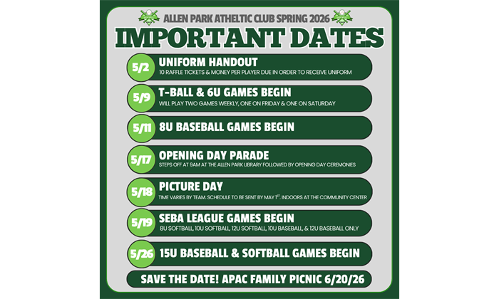 IMPORTANT SEASON DATES