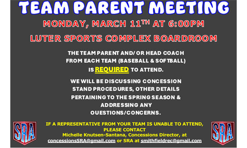 Mandatory Team Parent Meeting Spring 2024
